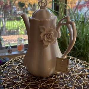 Elegant Ivory Teapot with Rose